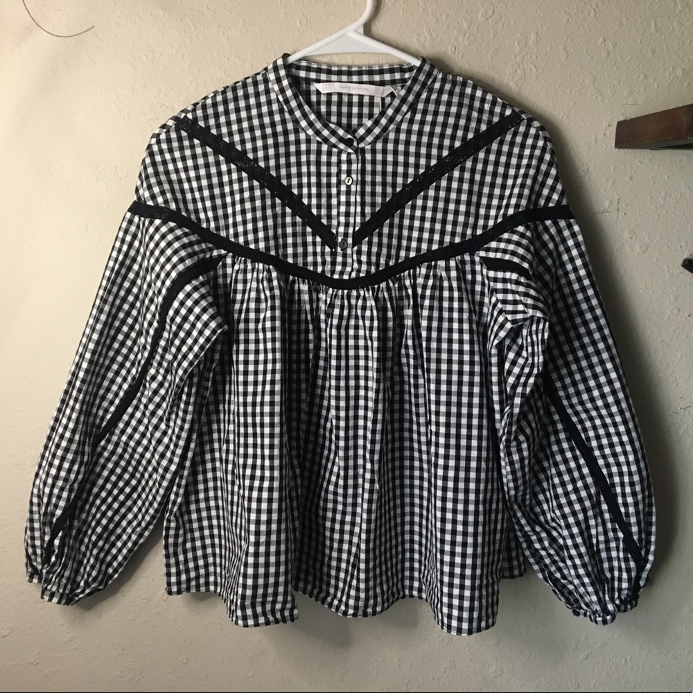 Zara Black and white Gingham blouse